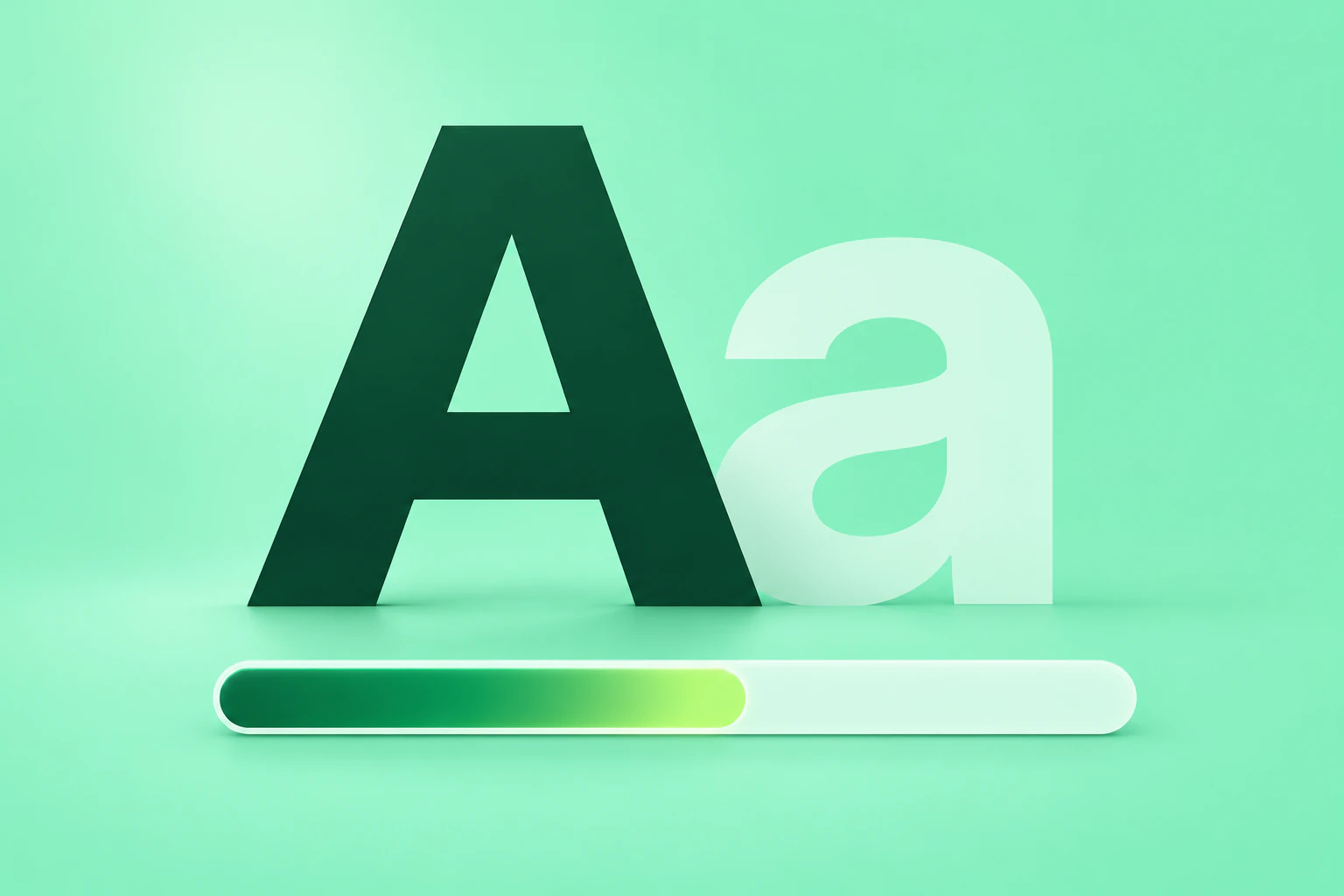 Large letterforms and a loading bar illustrate web font loading.