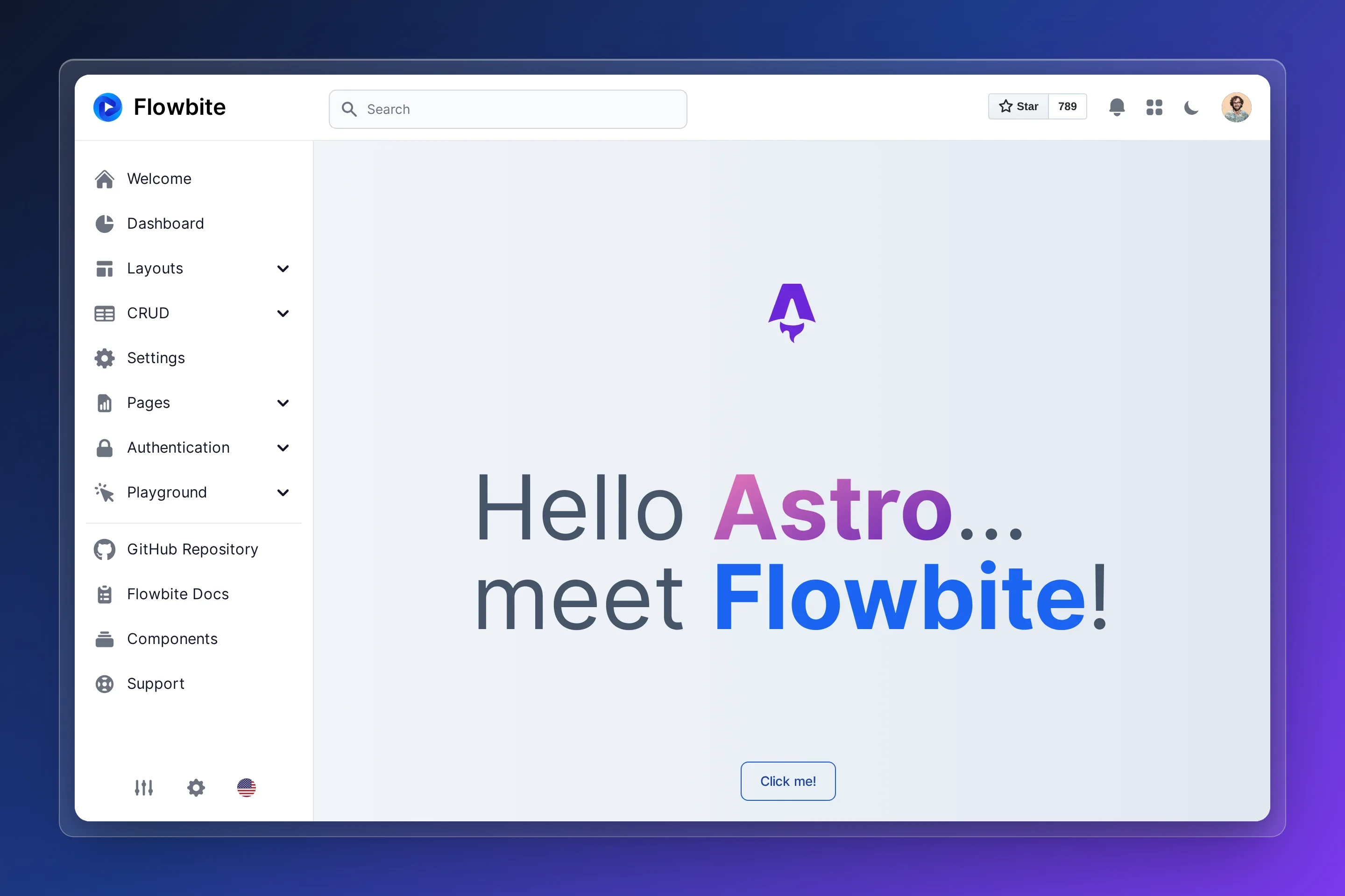 Flowbite Astro Admin Dashboard preview