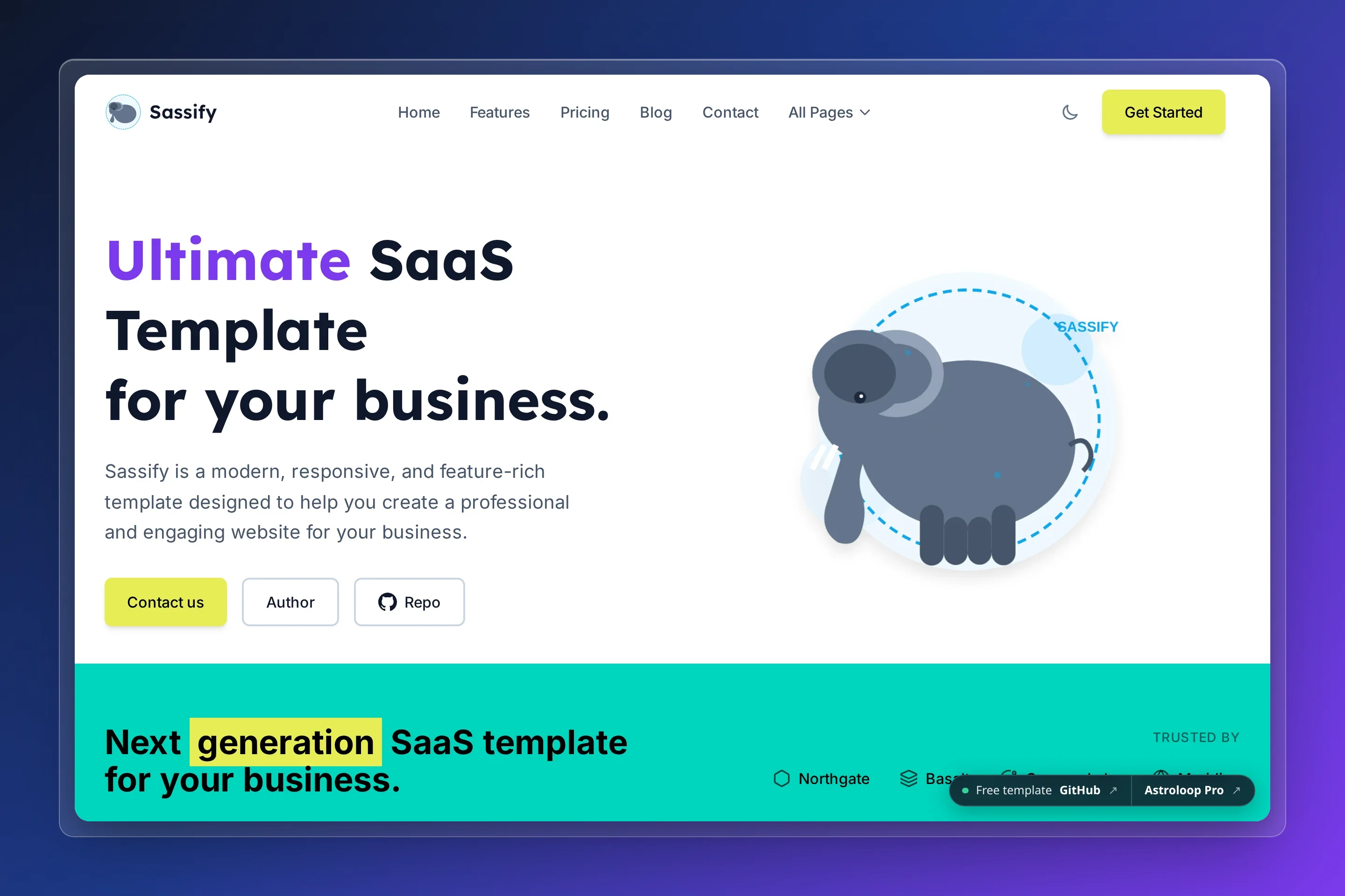 Astro Sassify Template preview
