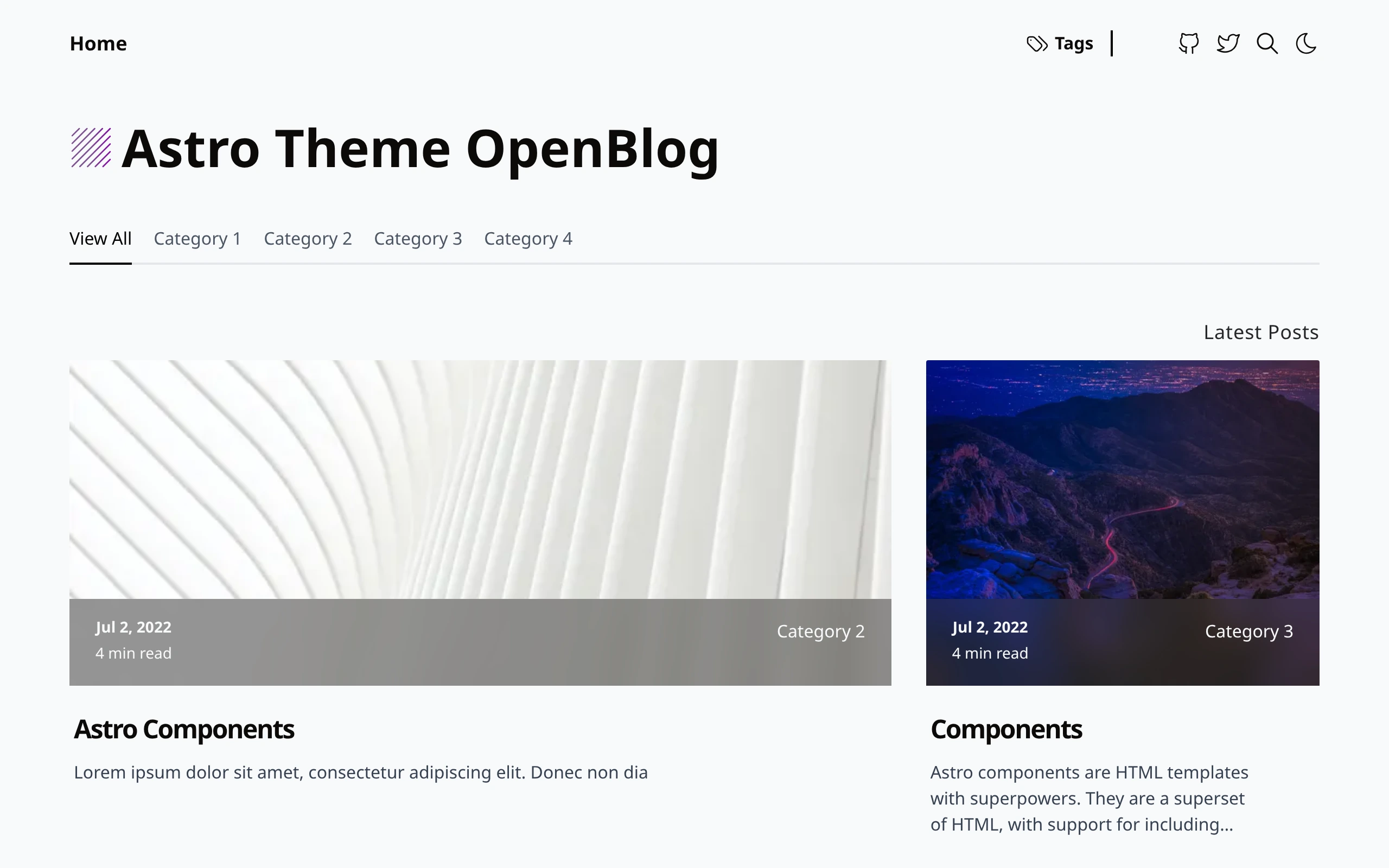The Blog Template demo, first frame