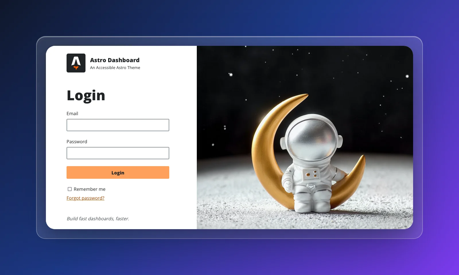 Accessible Astro Dashboard preview