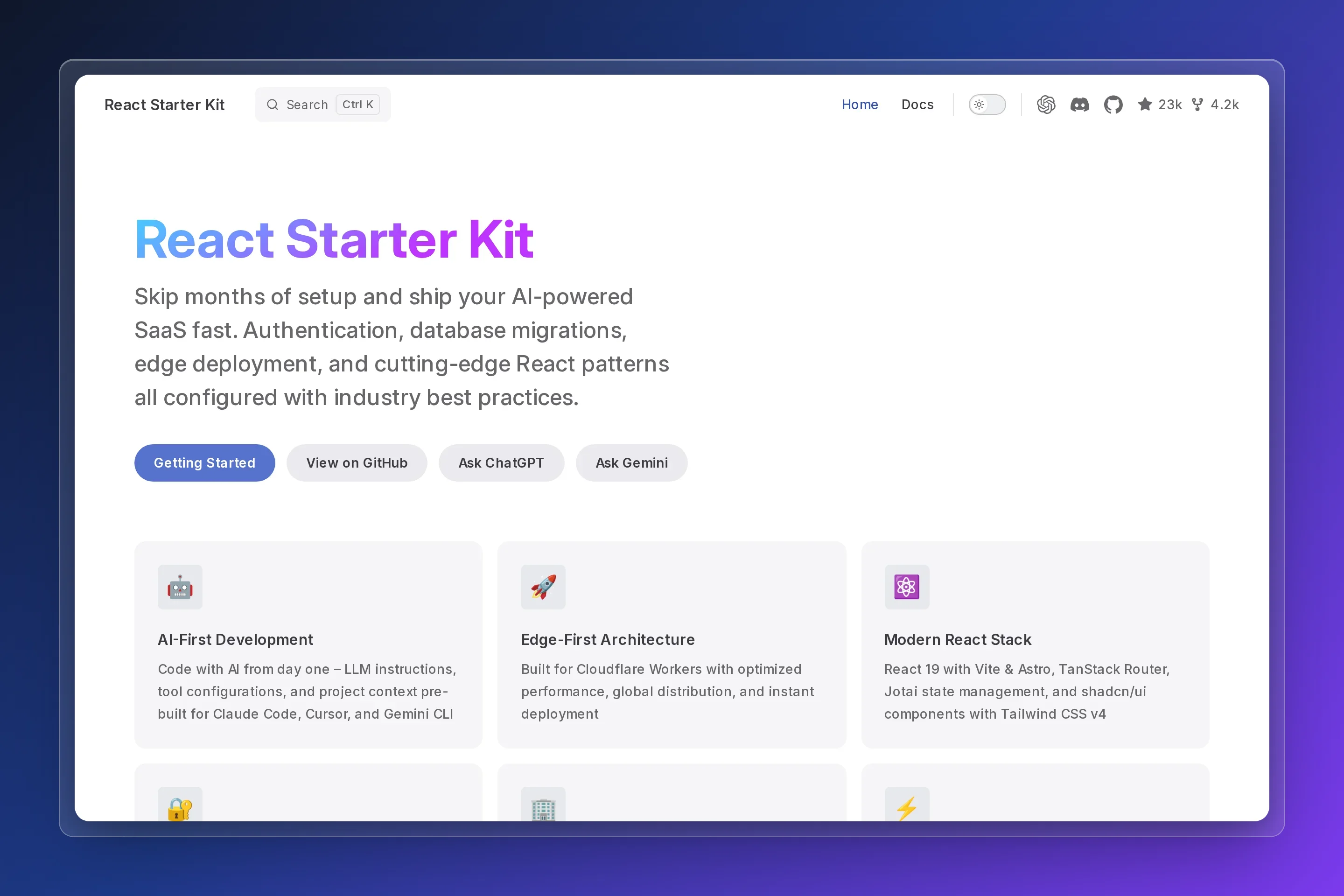 React Starter Kit preview