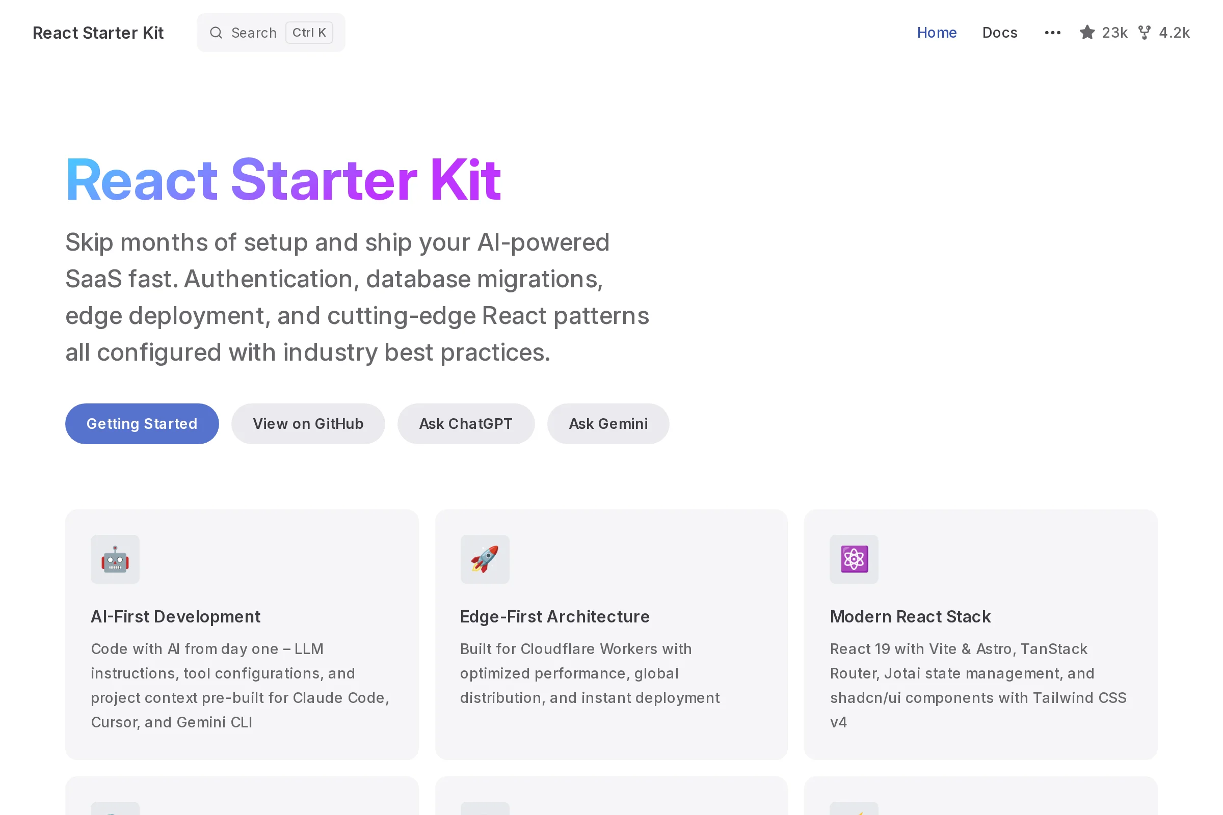 React Starter Kit preview