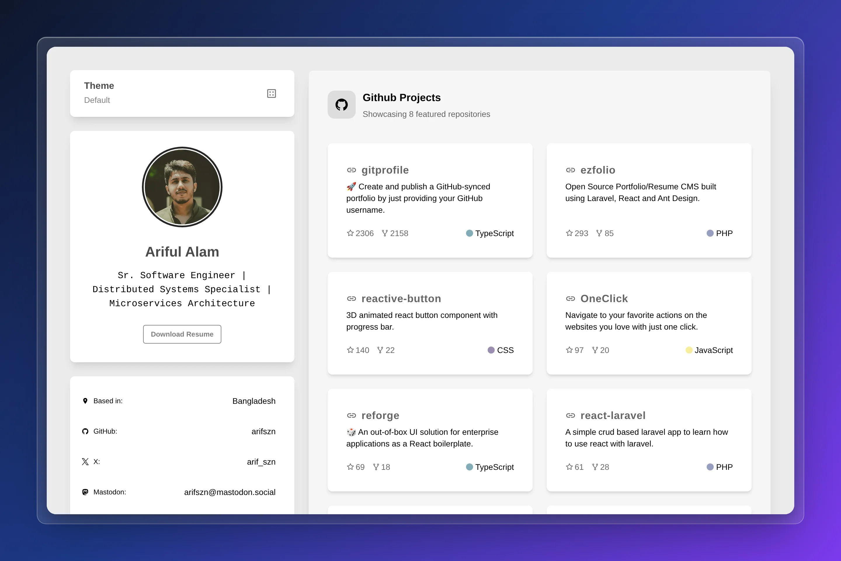 Gitprofile preview