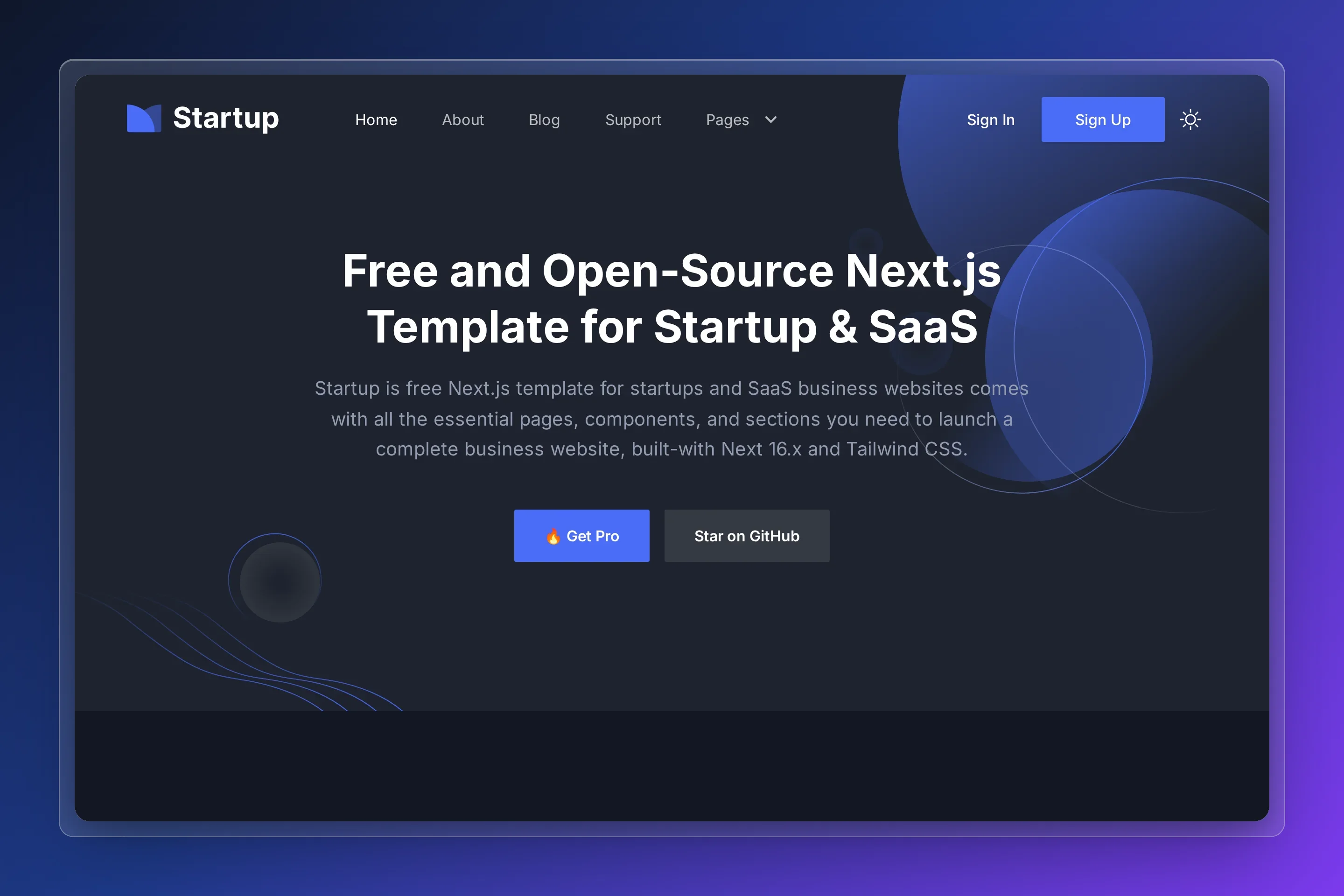 Startup Nextjs preview