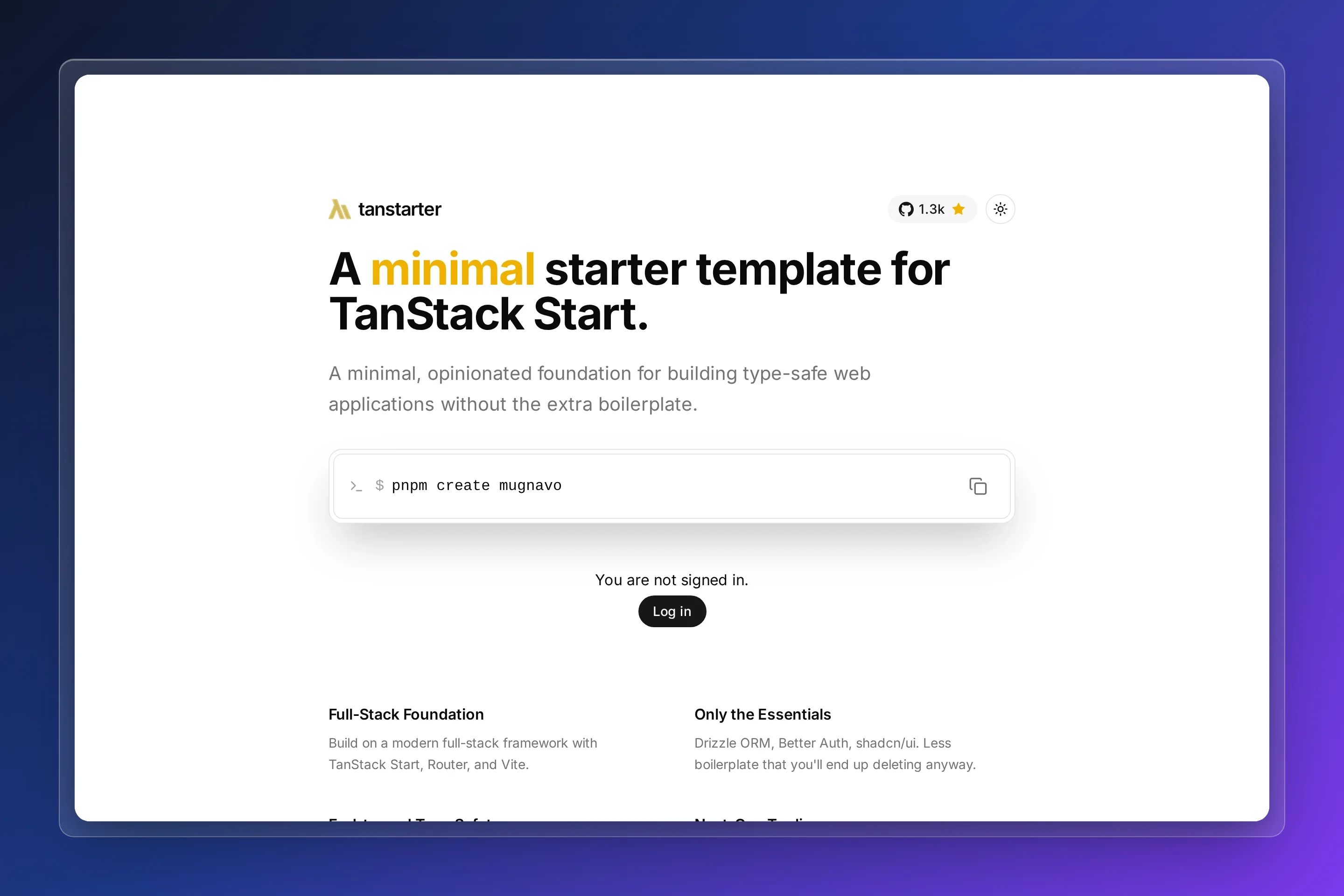 Tanstarter preview