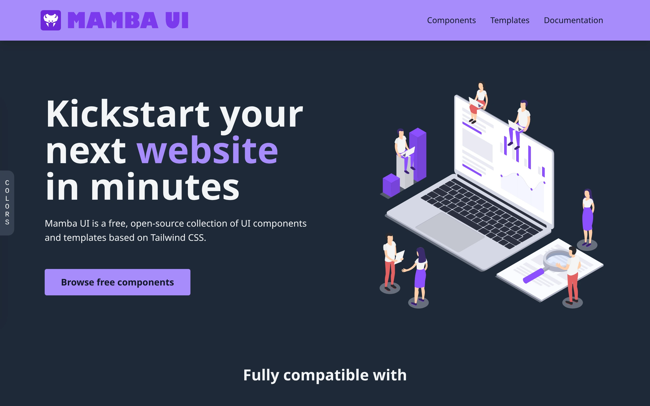 The Mamba Ui demo, first frame