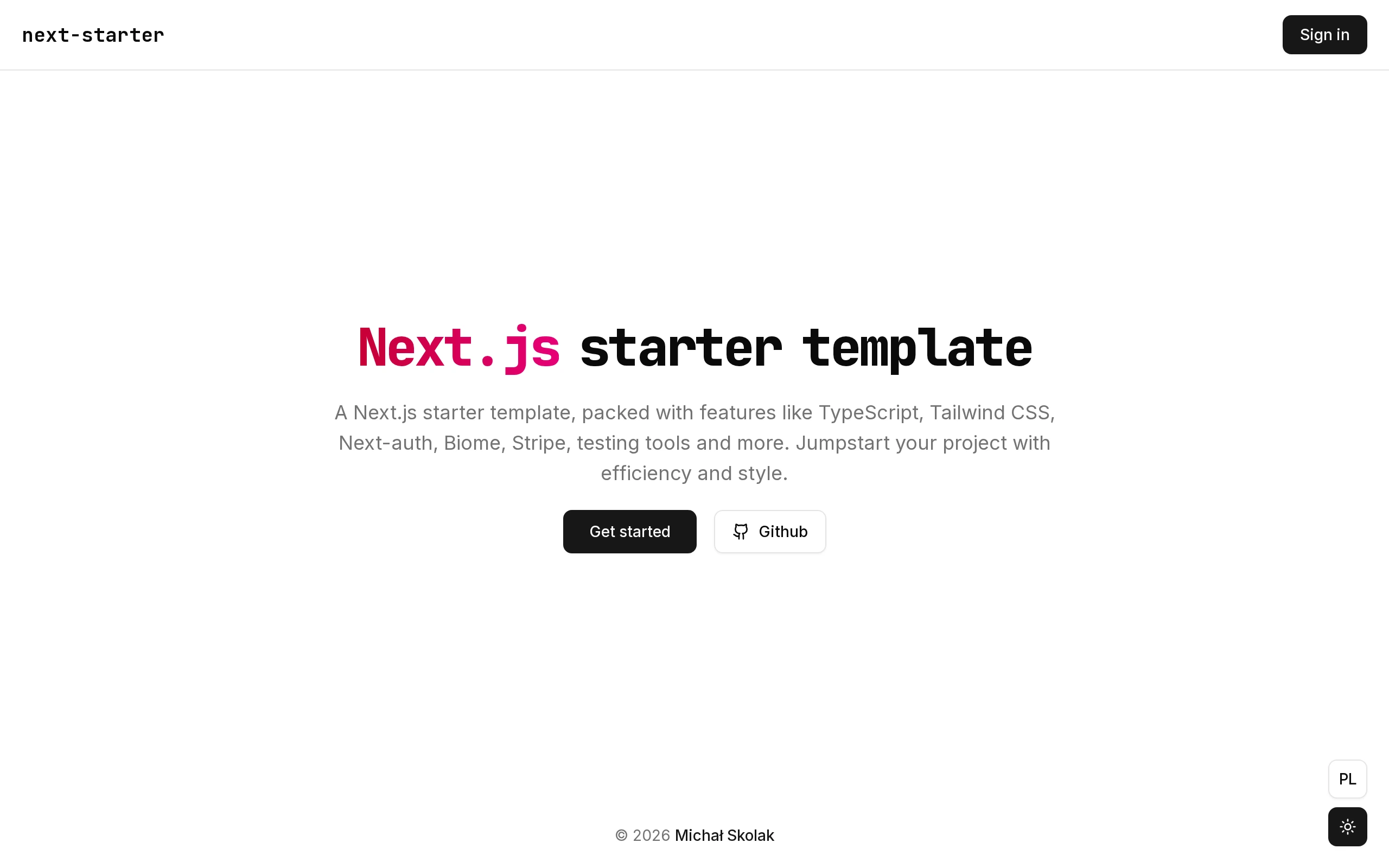 The Next Starter demo, first frame