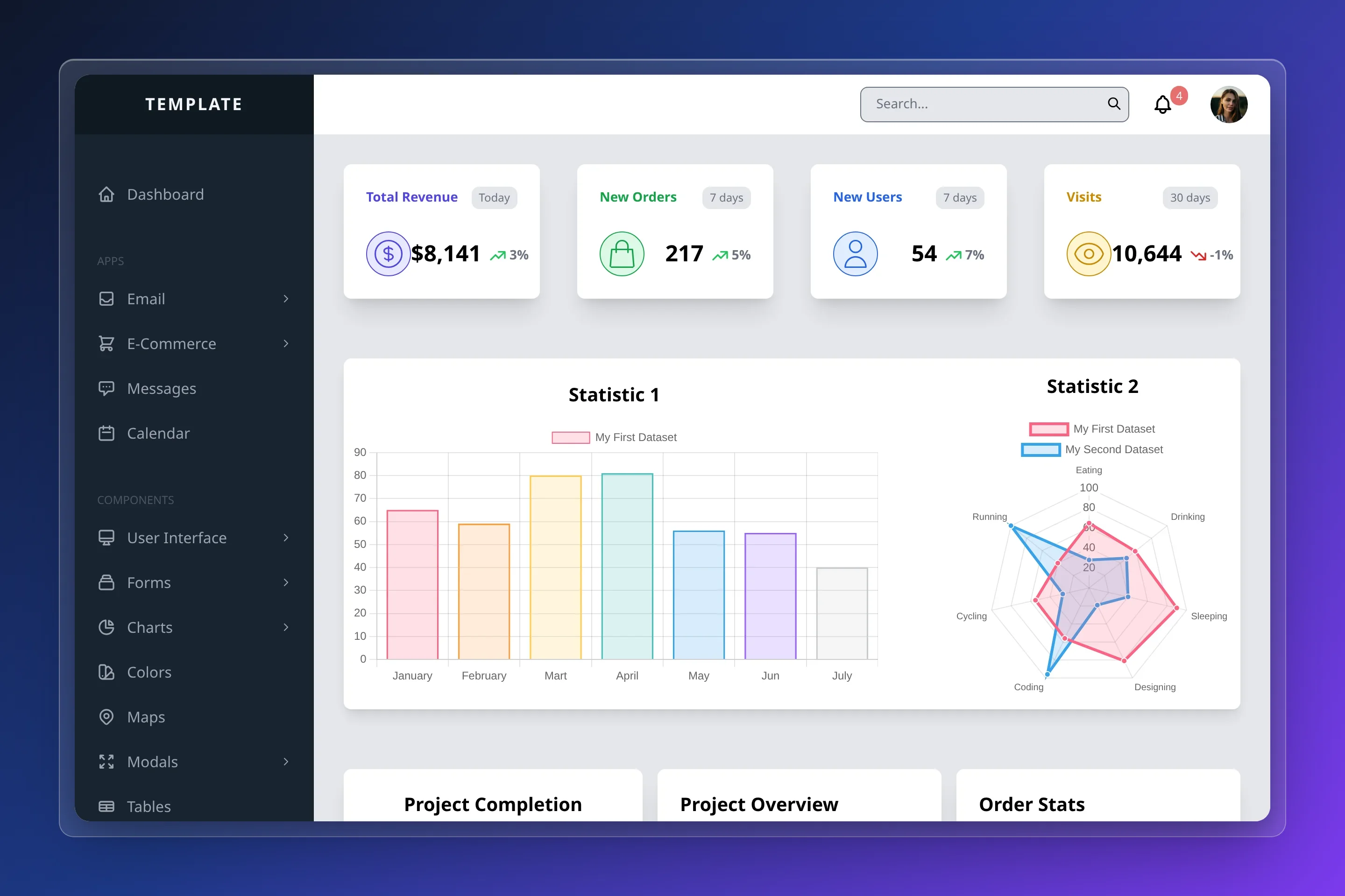 Tailwind C S S Alpine.js Template preview