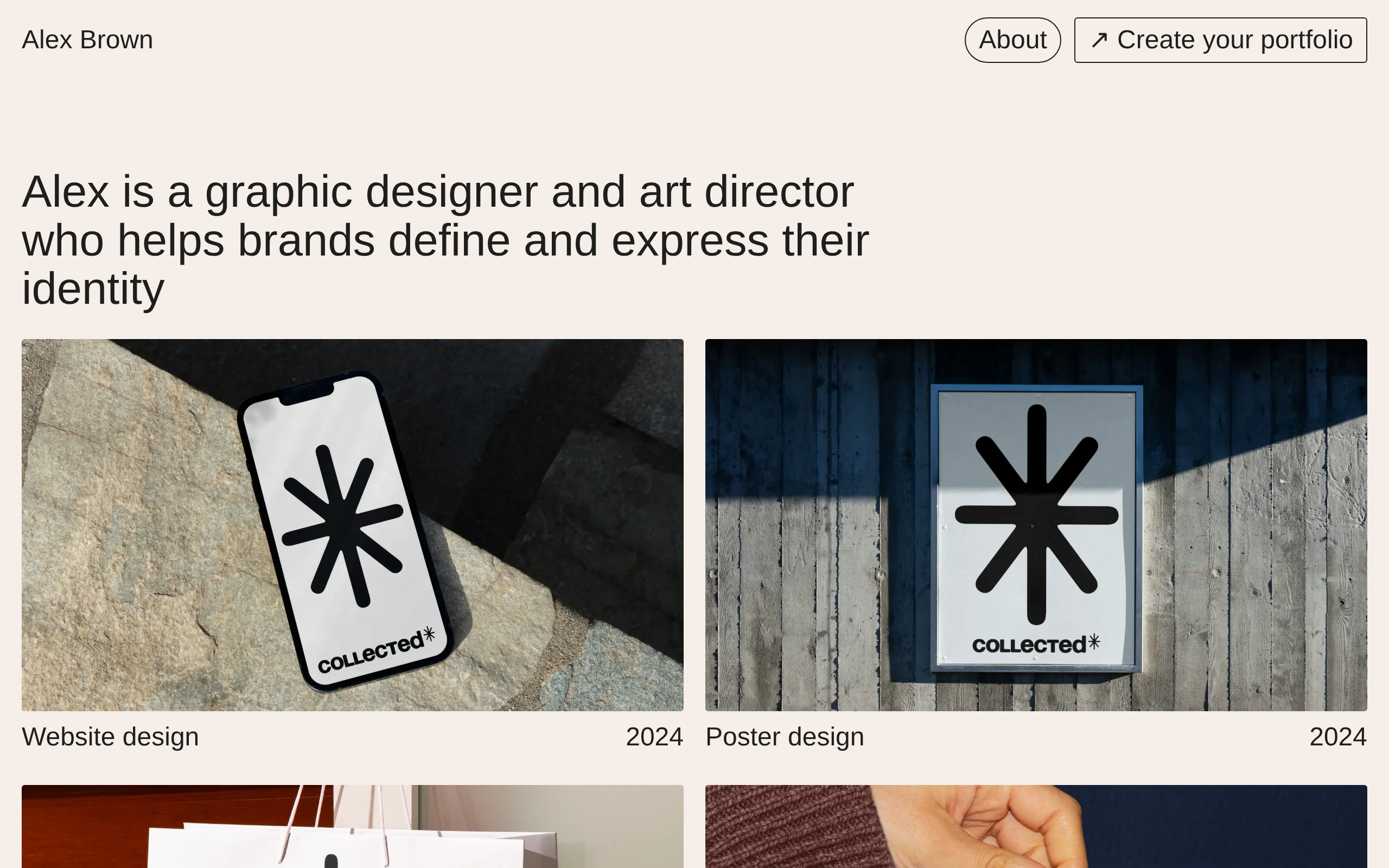 The Collected Nextjs Portfolio Template demo, first frame