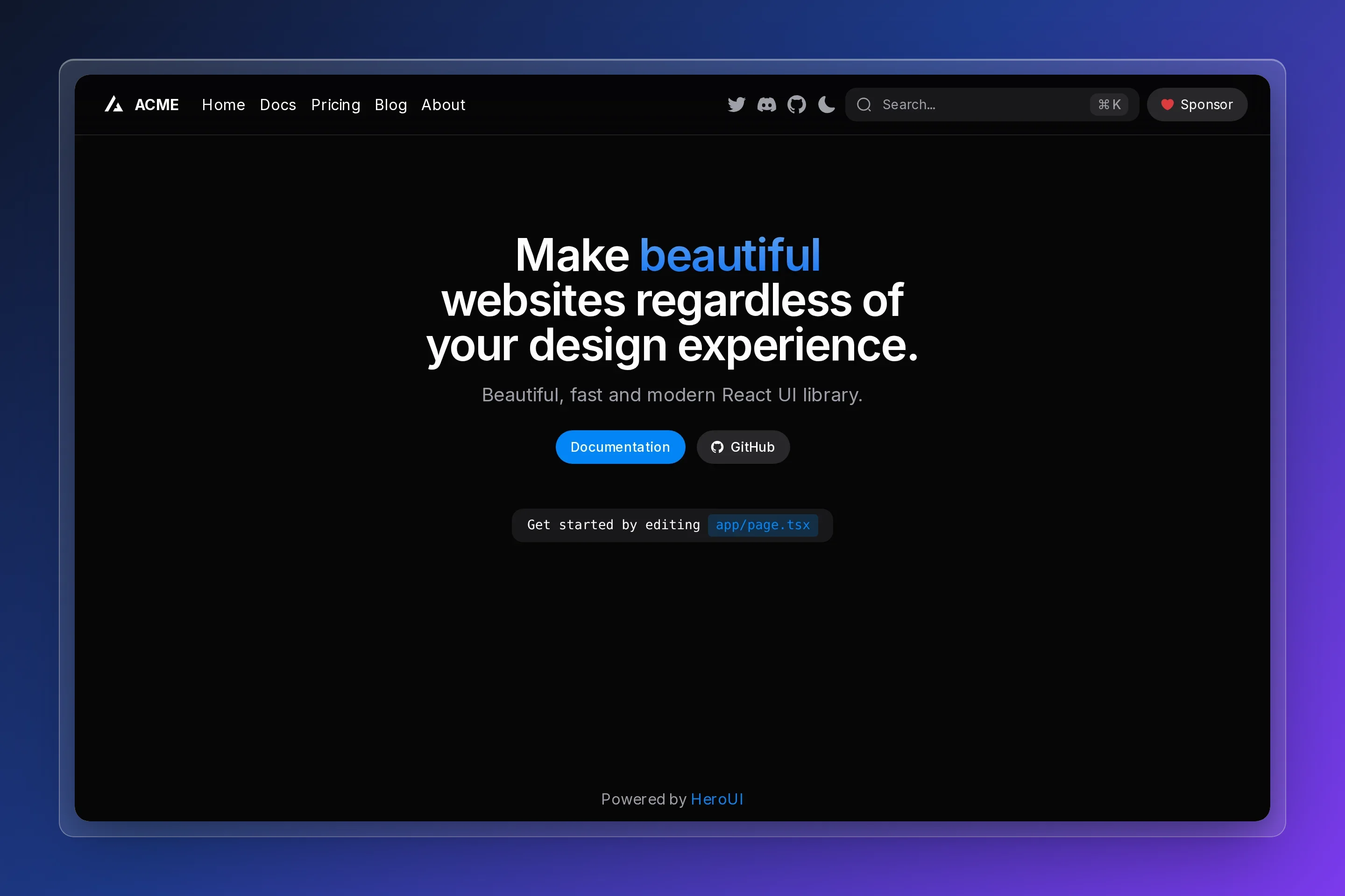 Next App Template preview