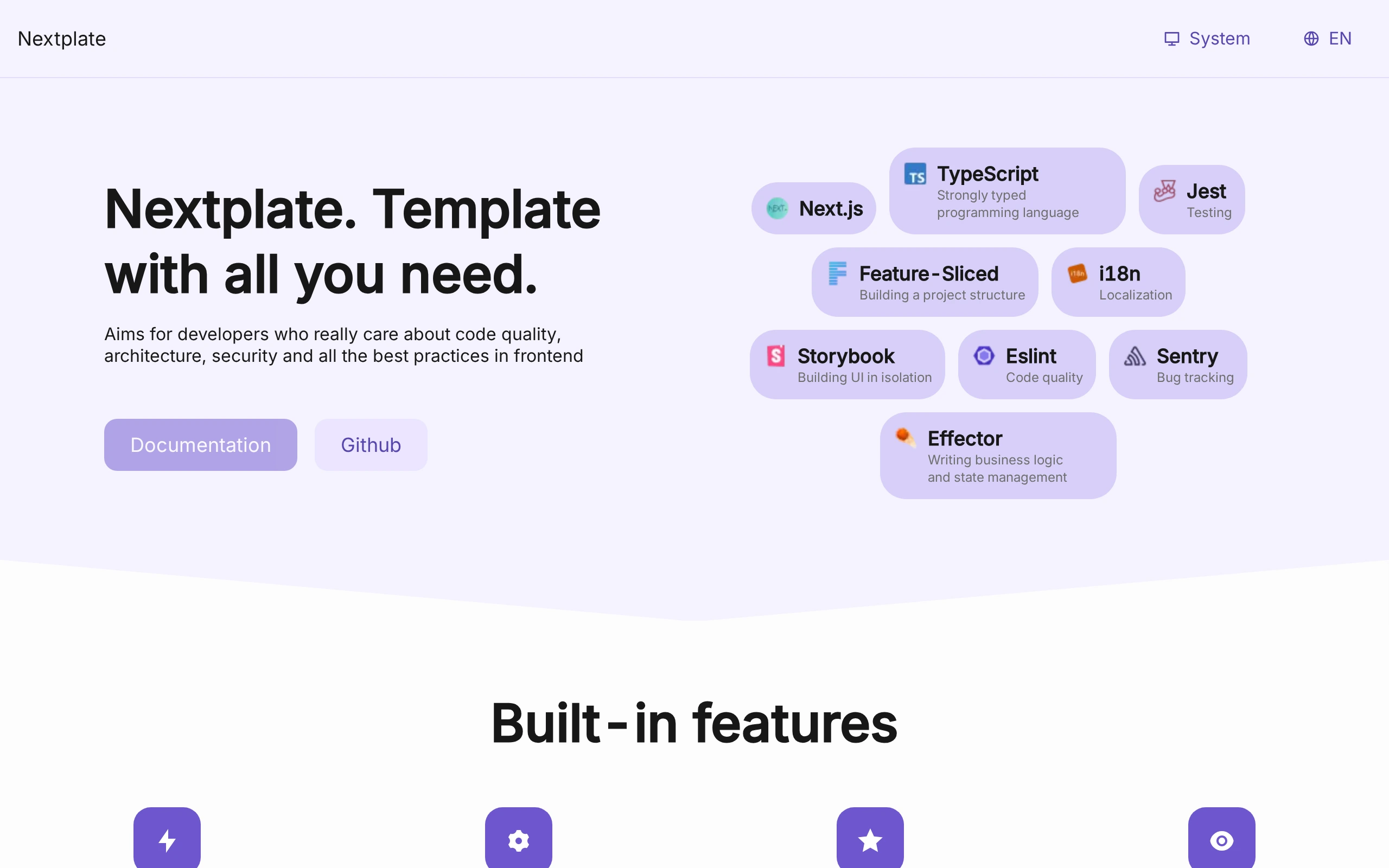 The Nextplate demo, first frame
