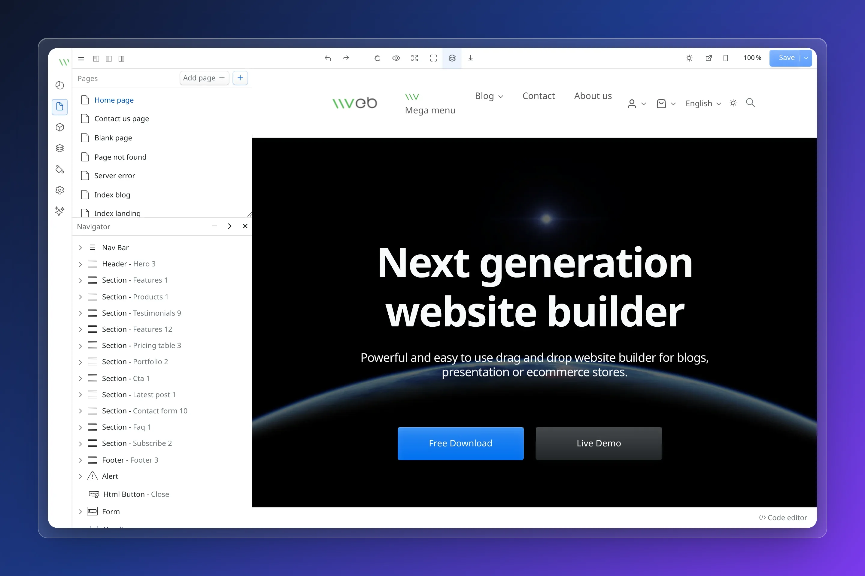 Landing preview
