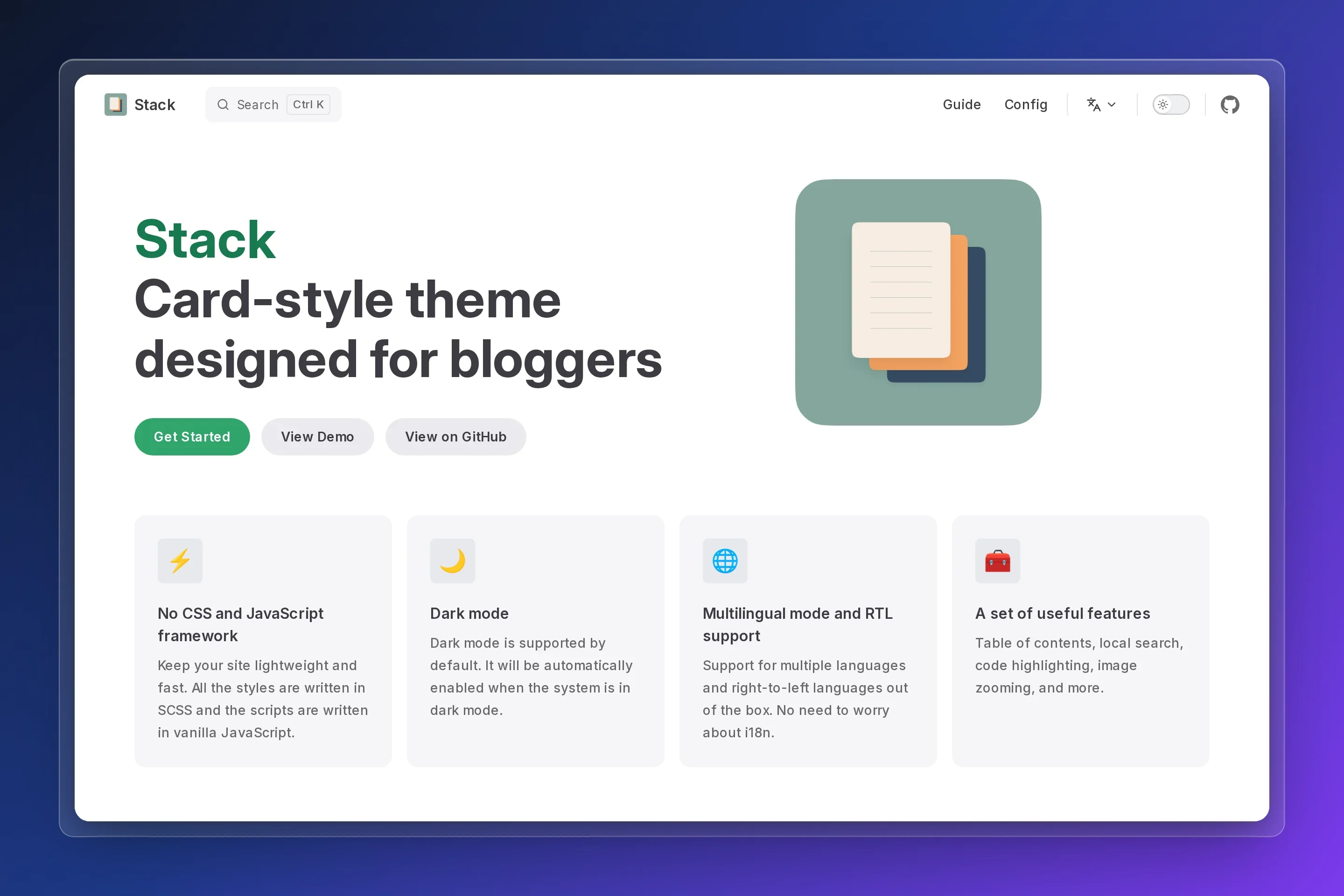Hugo Theme Stack preview
