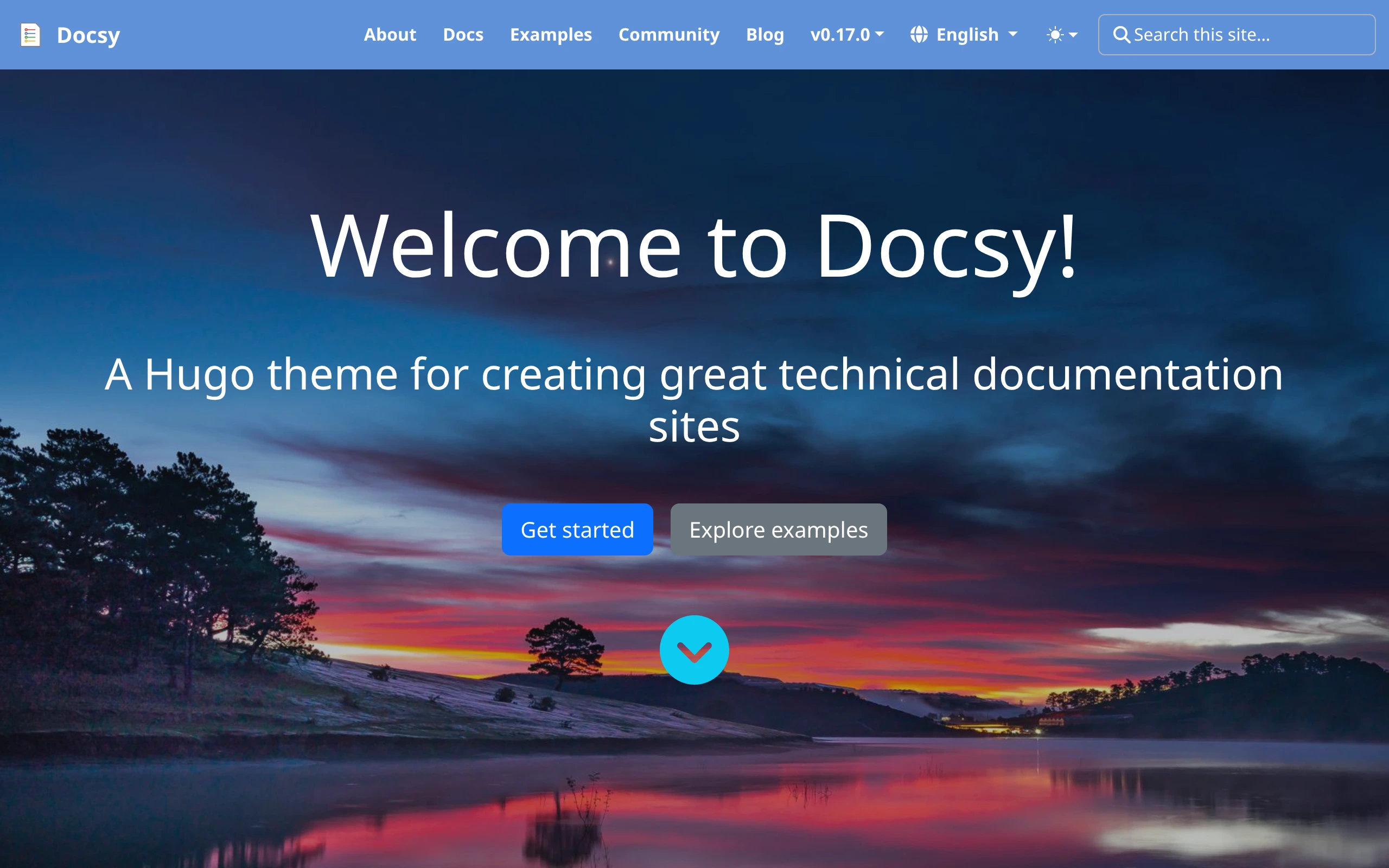 The Docsy demo, first frame