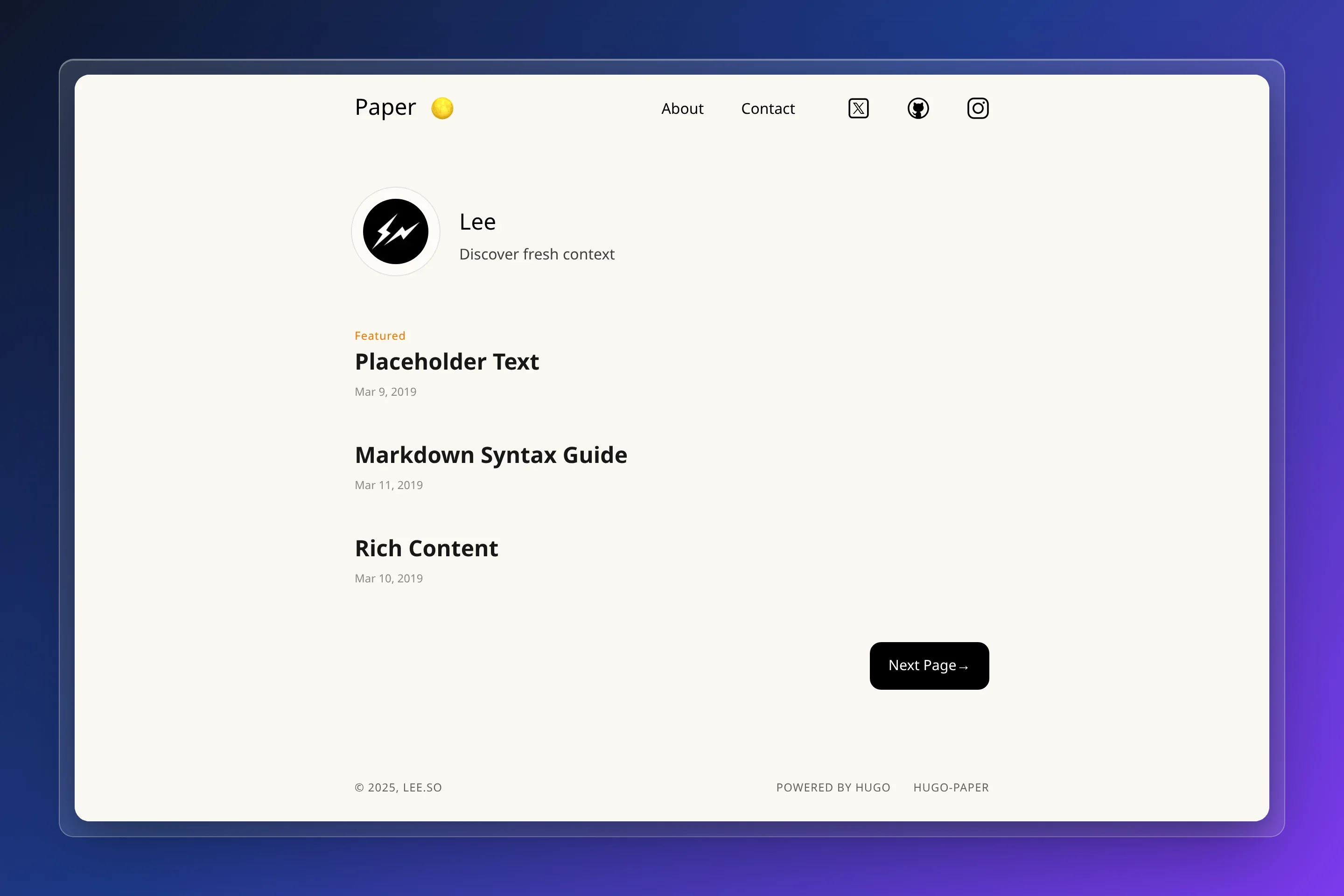 Hugo Paper preview