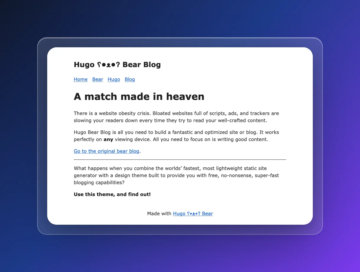 Hugo Bearblog preview