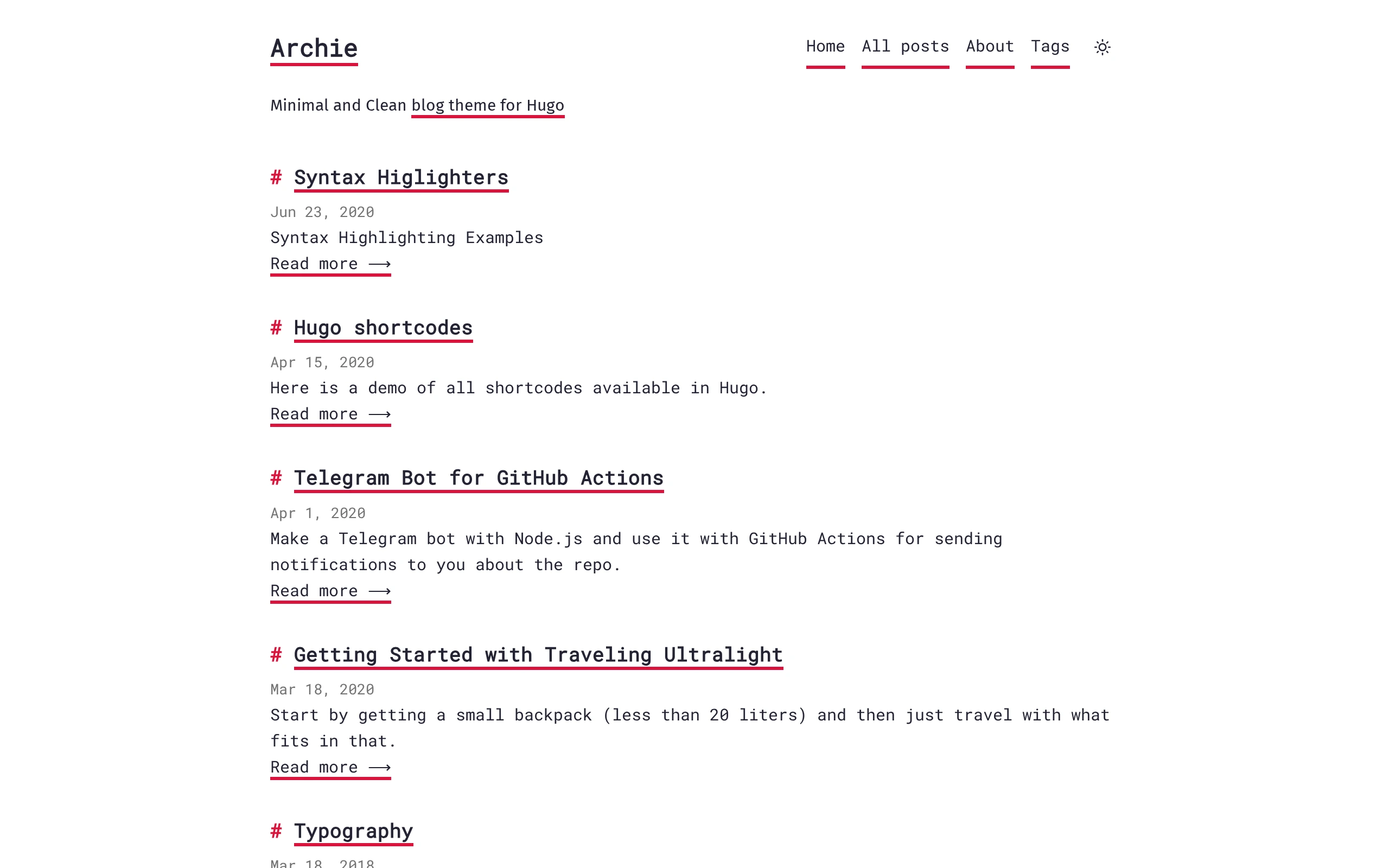 The Archie demo, first frame