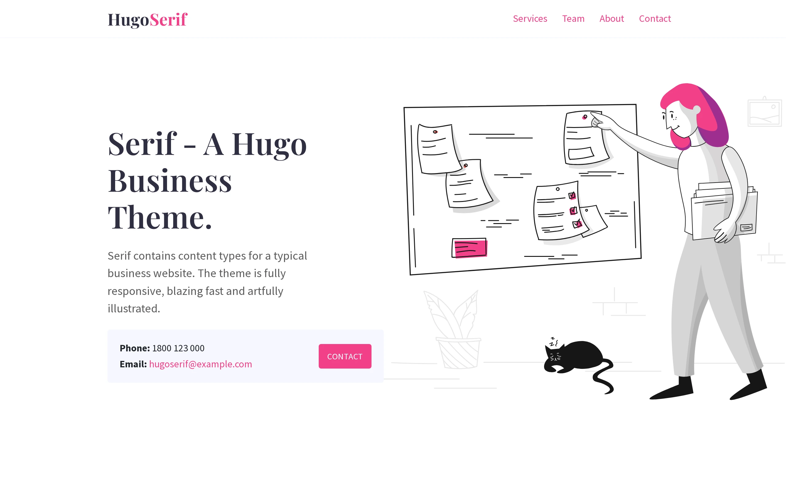 The Hugo Serif Theme demo, first frame