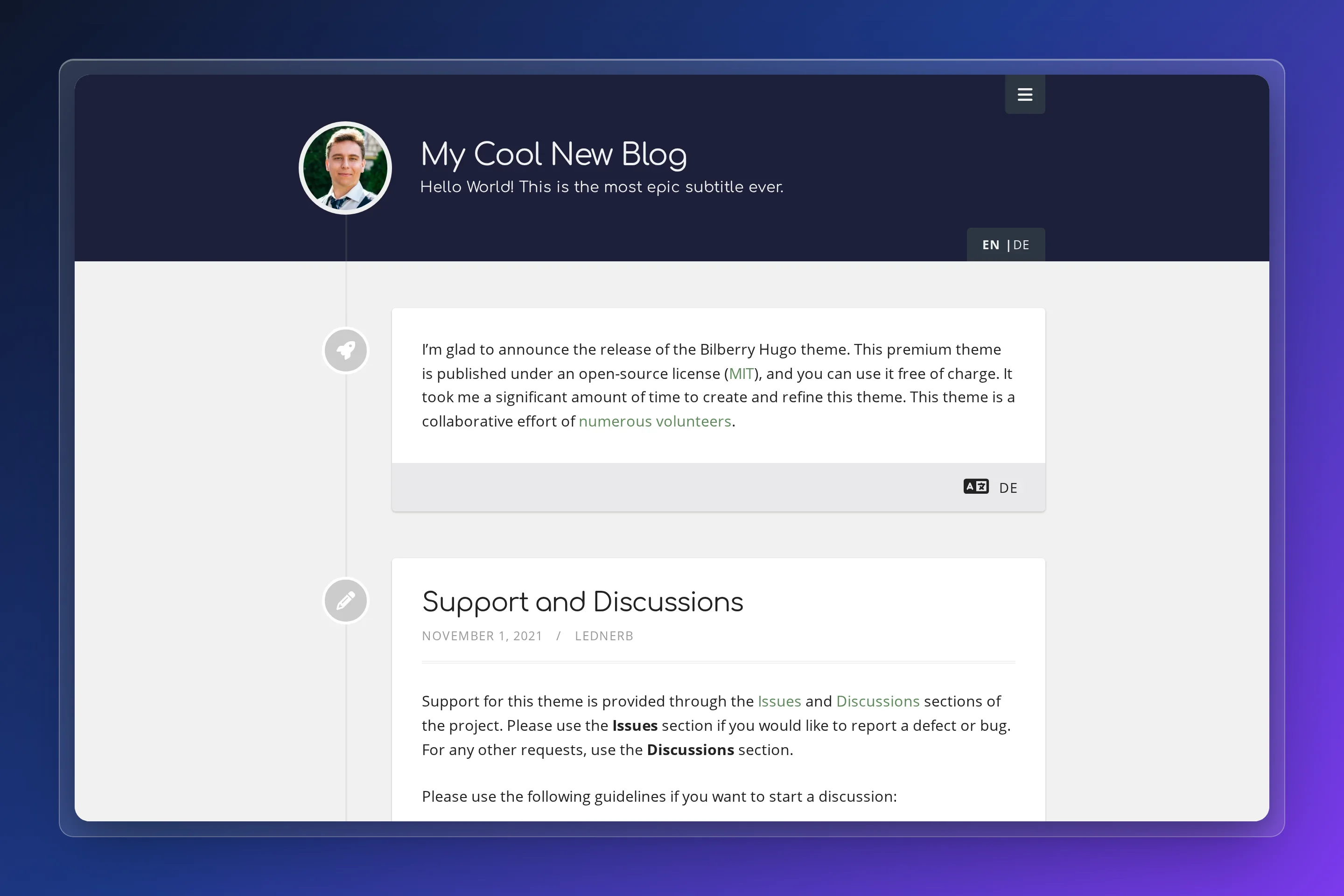 Bilberry Hugo Theme preview
