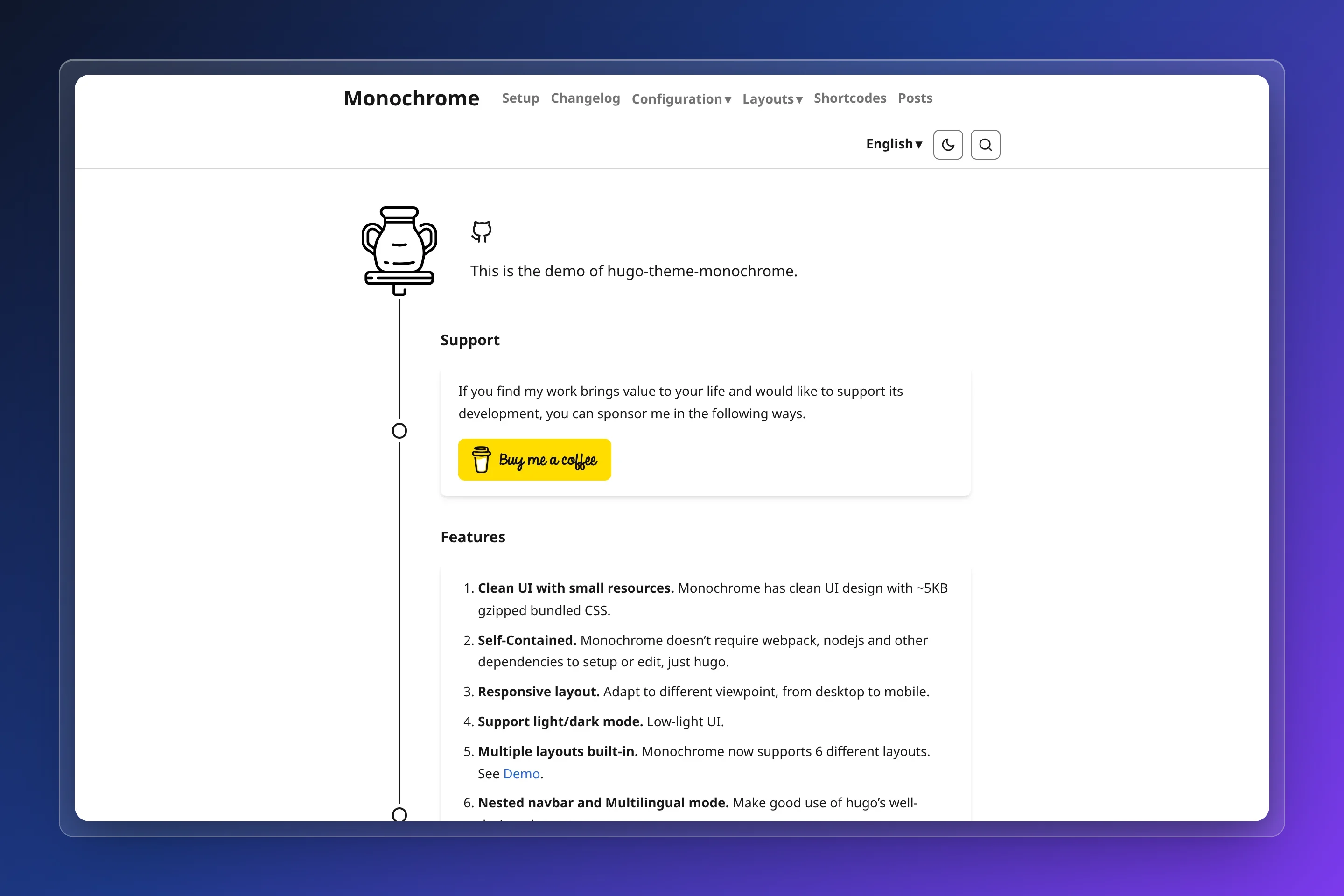 Hugo Theme Monochrome preview