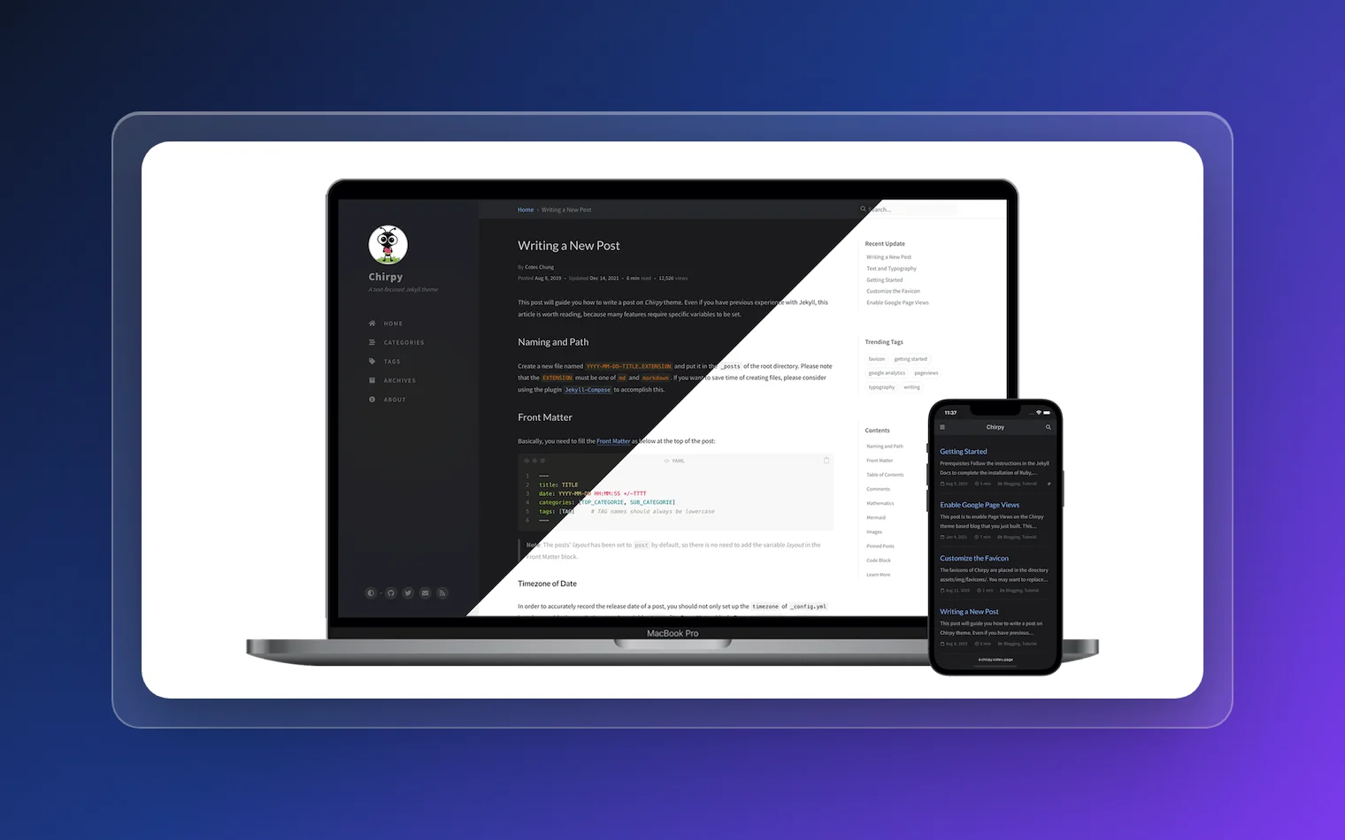 Jekyll Theme Chirpy preview