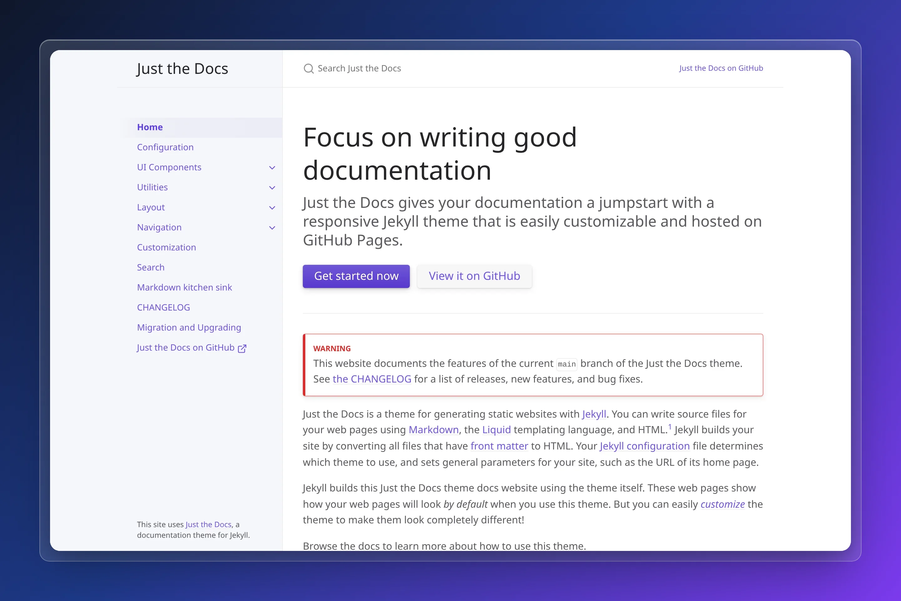 Just The Docs preview