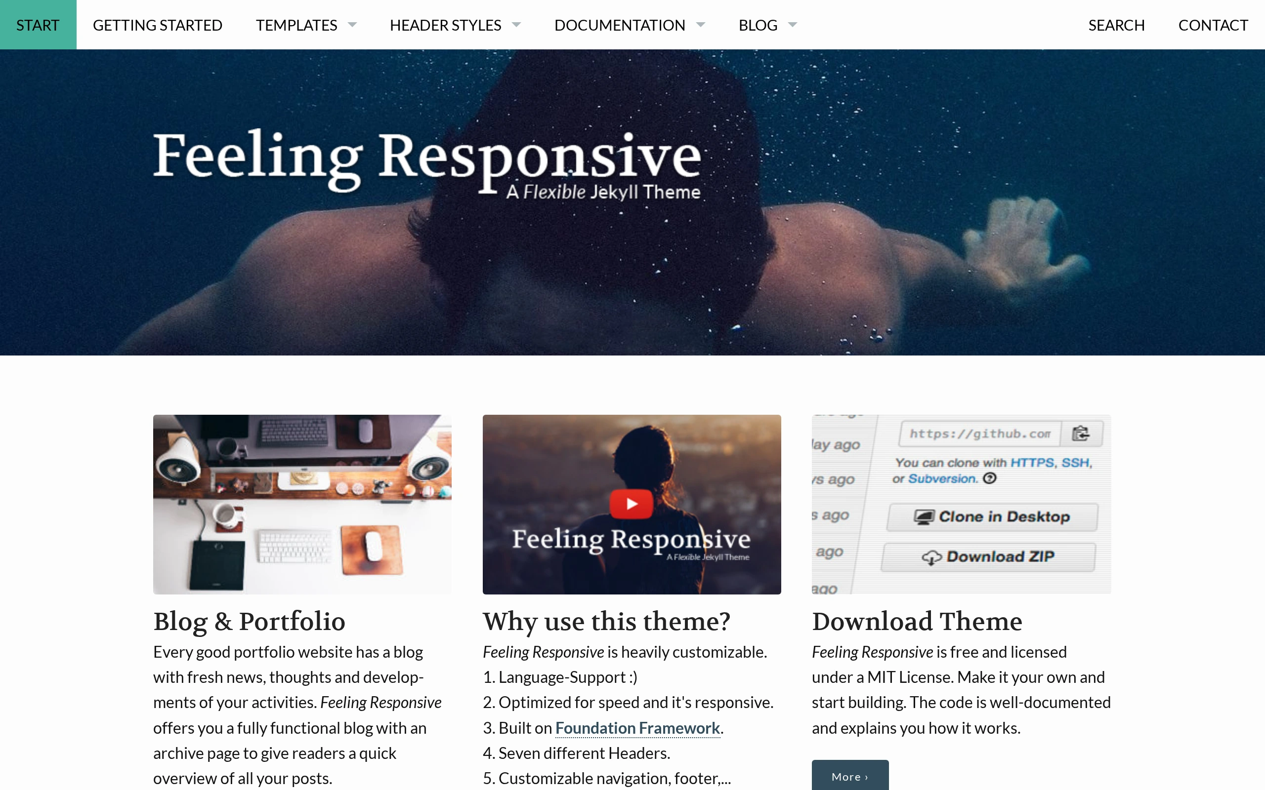 The Feeling Responsive demo, first frame