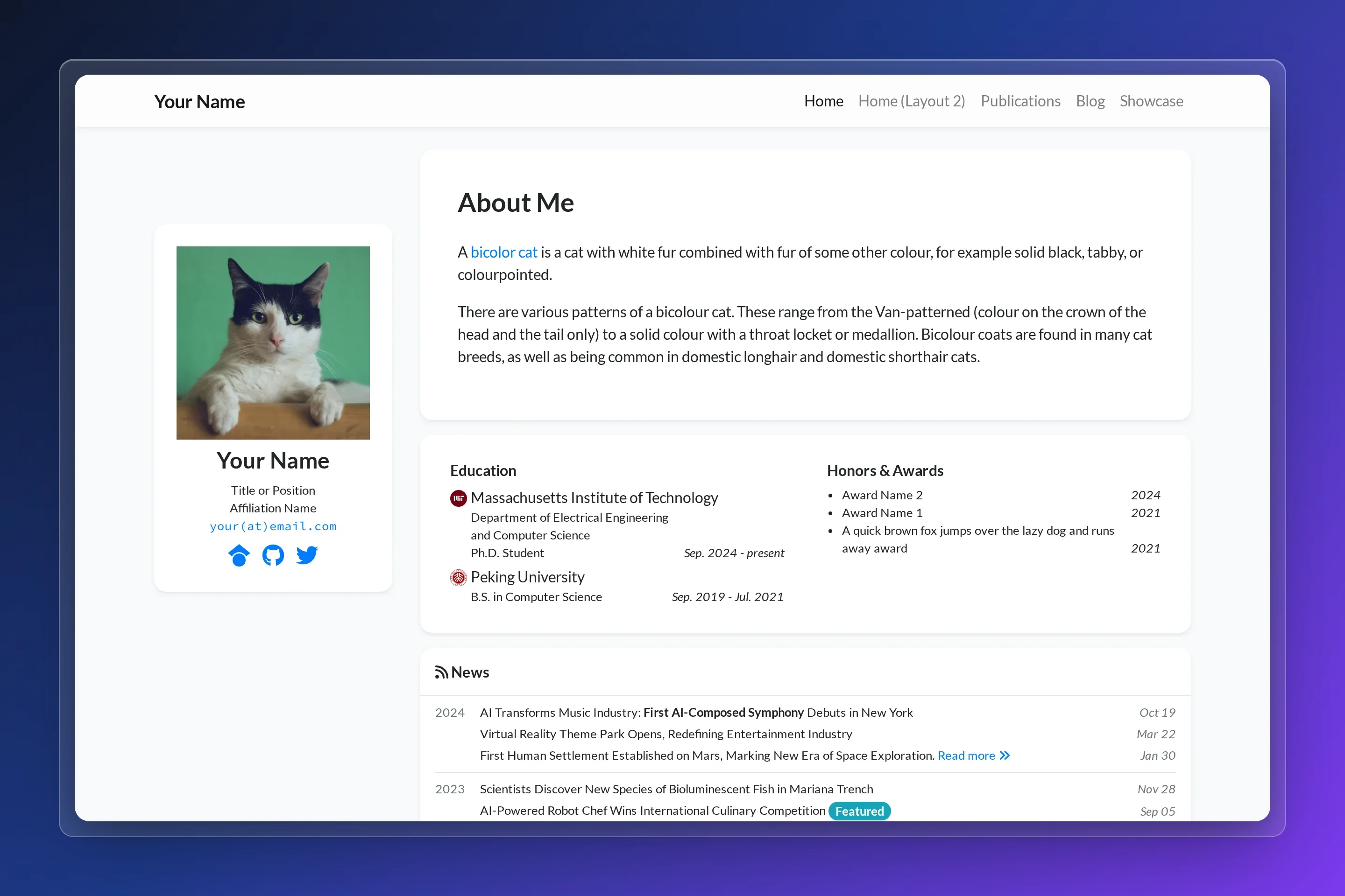 Academic Homepage preview