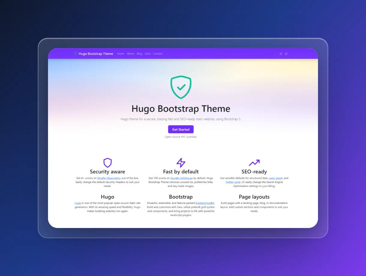 Hugo Bootstrap Theme preview