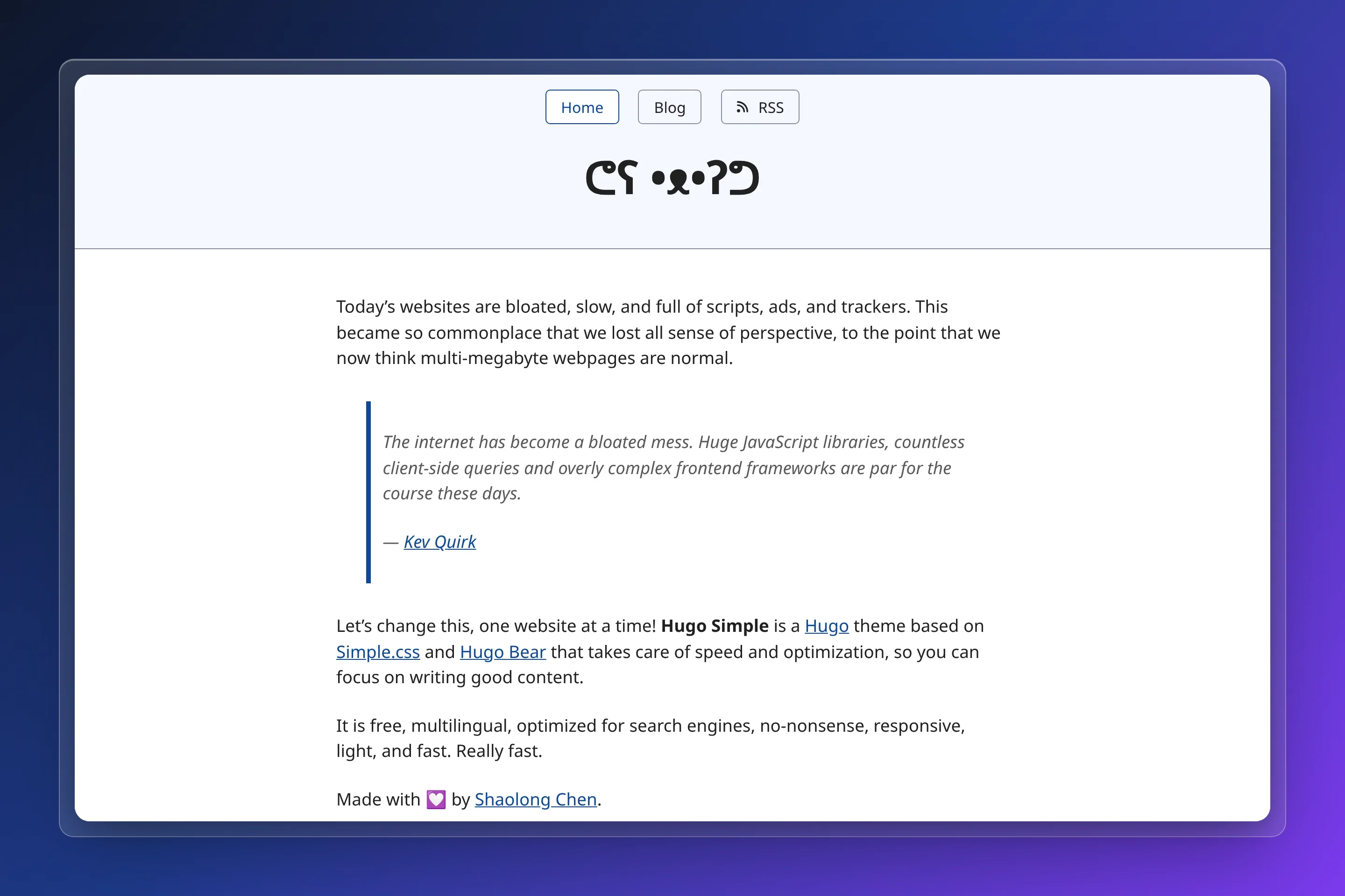 Hugo Simple preview