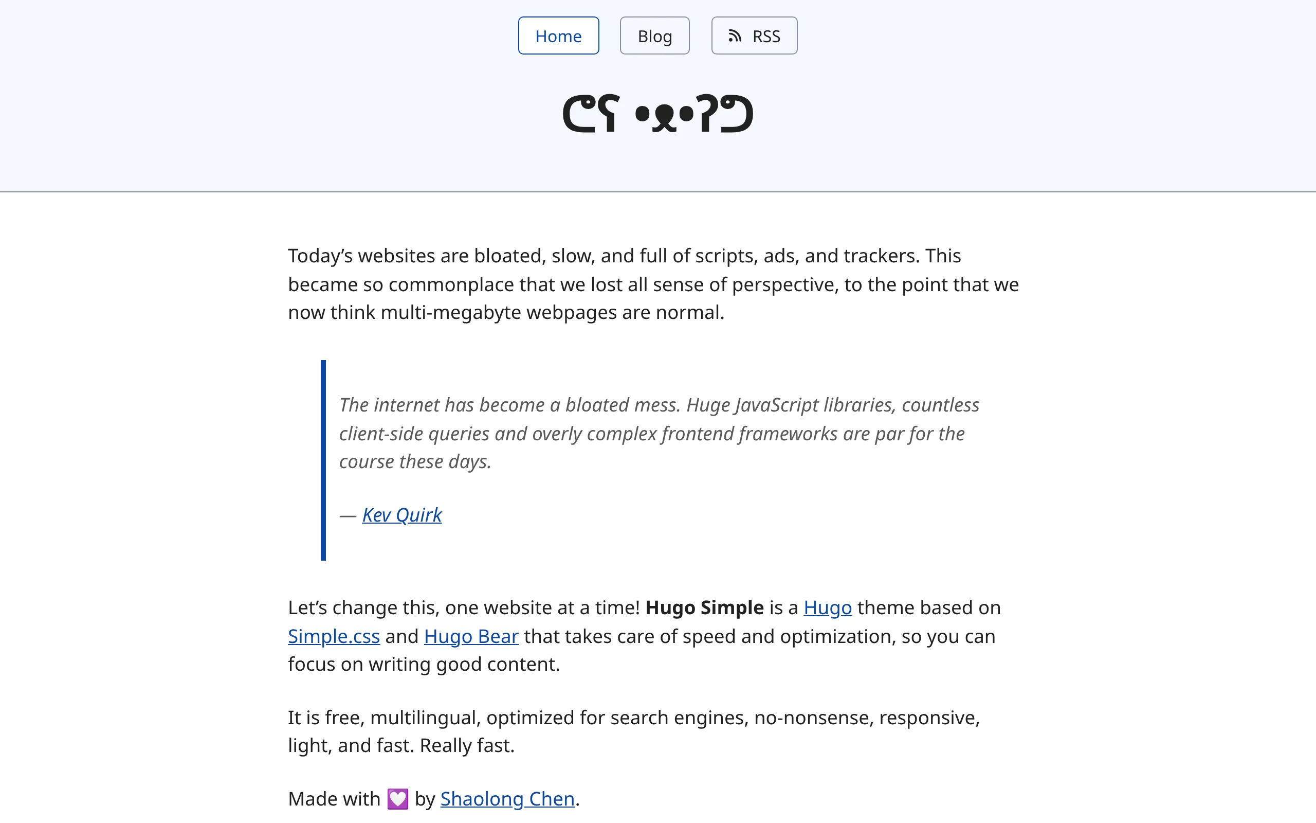 Hugo Simple preview